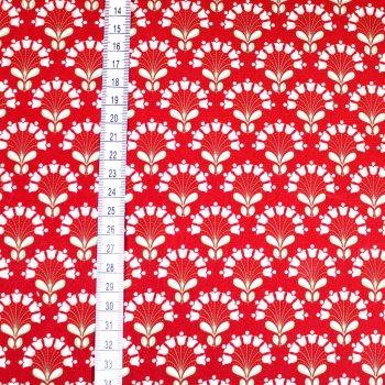 Baumwollwebware Vintage-Blumen auf rot
